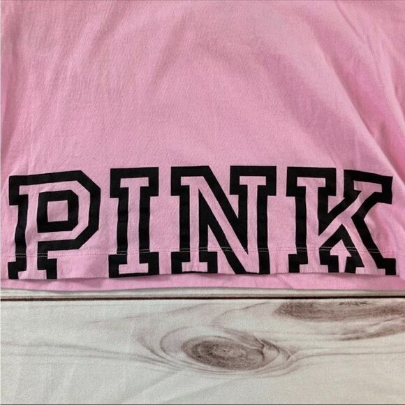 Pink Victoria's Secret Pink Short Sleeve Ladder Back Tee Crop Top Size S - Picture 7 of 9